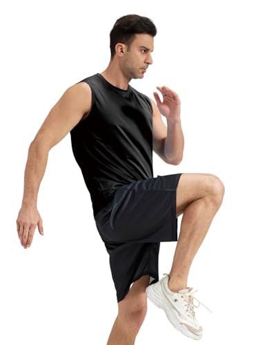 Men's Black X-Large UPF 50+ UV Swim Shirt Tank Top - Sleeveless Water Sports Wear