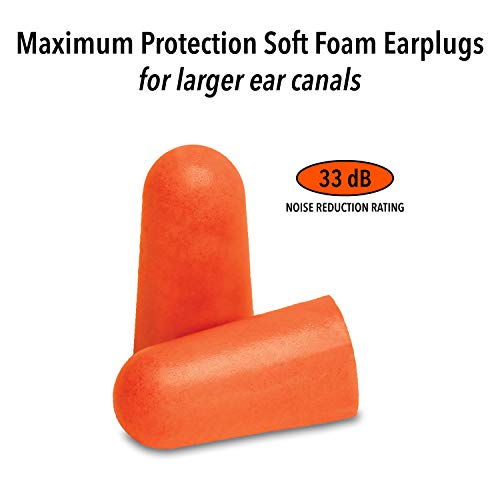 Maximum Protection Soft Foam Ear Plugs - 33 dB NRR, 7 Pairs + Travel Case