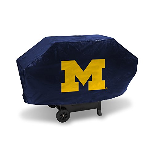 Michigan Wolverines Navy Deluxe Grill Cover 68-inch Heavy Duty Vinyl with Velcro Straps