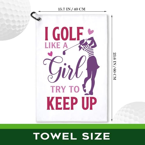 Rofiowa Keep Up Golf Towel for Women - White, 23.6 x 15.7 inches, Golf Accessories Gift for Women, Mom, Aunt
