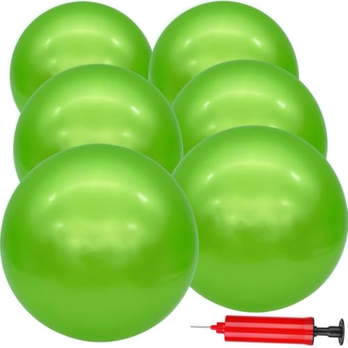 Green 6-Inch Inflatable Bouncy Balls Set of 6 for Kids Indoor & Outdoor Play