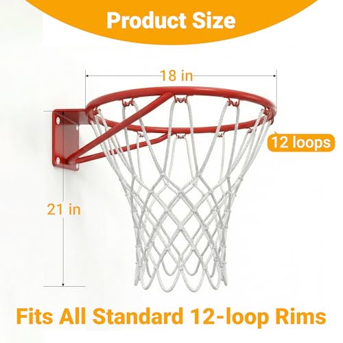 Heavy Duty Basketball Net - Weather Resistant 12-Loop Replacement