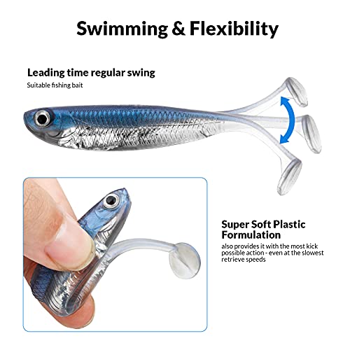 Soft Plastic Swimbait Paddle Tail Lure - 2.75in, 6Pcs