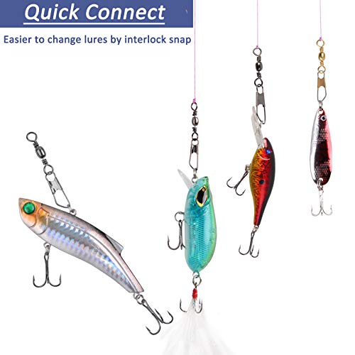 Fishing Snap Swivels - 50pcs Rolling Barrel Swivels with Safety Snaps
