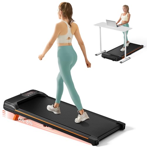 Under Desk Treadmill with Incline & Remote Control - Black Orange