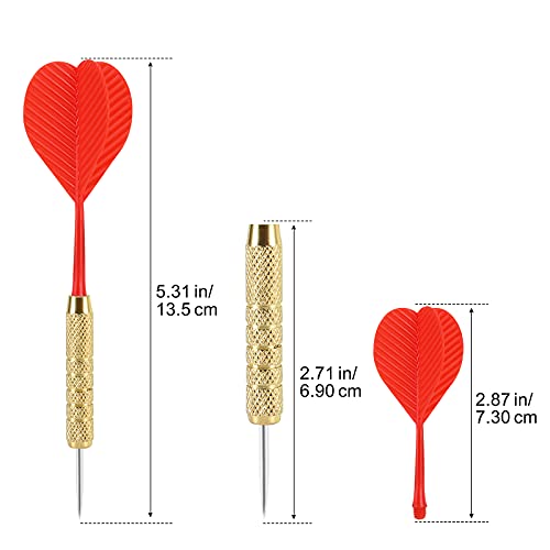 18 Pack Steel Tip Darts Set - 18g Metal Dart Set - Gold