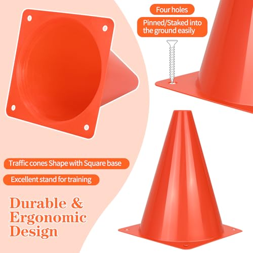 7" Plastic Soccer Cones Set - 12pcs Training Cones with Carry Bag
