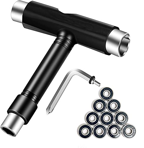 All-in-One Skate Tool Kit with 10pcs 608RS Bearings - Black