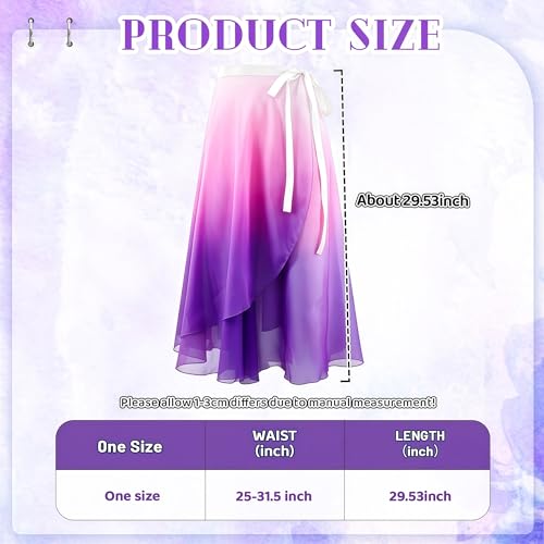 Baisdan Women's Ballet Skirt - Flowing Wrap Dance Skirt for Girls and Women, White-Pink-Purple
