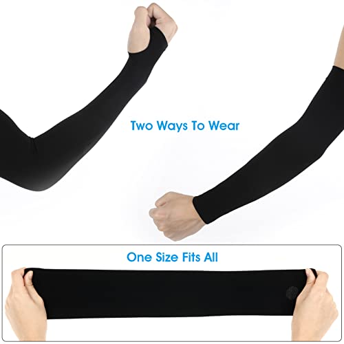 UV Protection Arm Sleeves - 4 Pairs Compression Cooling - Black