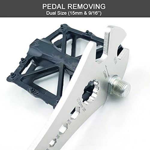 Bicycle Pedal Wrench Tool with Extra Long Handle - 4 in 1