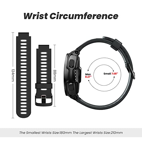 NotoCity Black-Grey Silicone Sport Watch Band Compatible with Forerunner 220/230/235/620/630/735XT & Approach S20/S5/S6