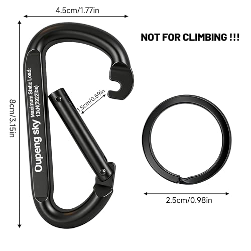 Carabiner Clip - Heavy Duty Carabiners,Carabeaner D Ring Shape,Small