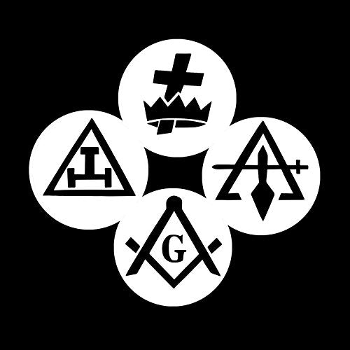 York Rite Masonic Vinyl Decal - White - 6 Inch