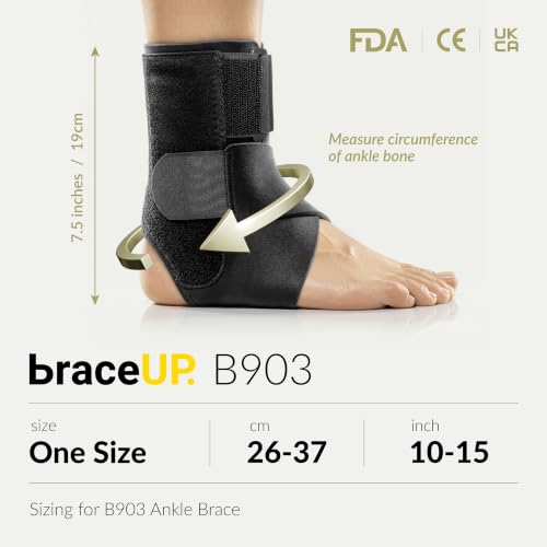 Ankle Brace for Pain Relief & Enhanced Stability - Adjustable Support for Sprains & Tendonitis (Black)
