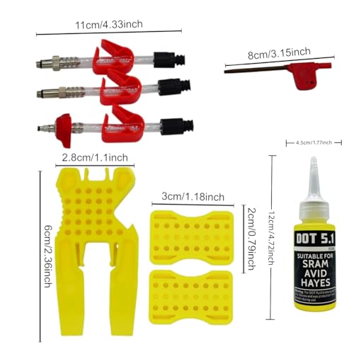 KACHAA Avid/SRAM Brake Bleed Kit with DOT 5.1 Fluid – 60 ml, Adapters Included