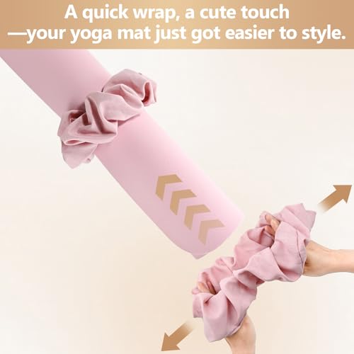 Yoga Mat Scrunchie - Durable Elastic Holder for Standard Mats - Pink