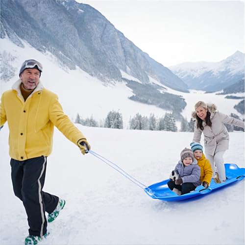 48-Inch Toboggan Snow Sled with 4 Handles - Blue/Green/Red