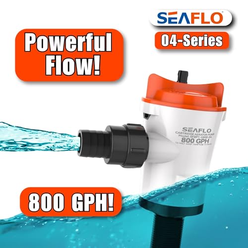 SEAFLO 04 Series 800 GPH Baitwell Livewell Aerator Pump Straight Intake 12V Saltwater/Freshwater