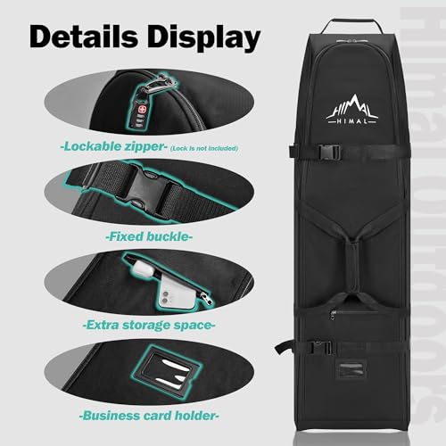 Soft-Sided Golf Travel Bag with Wheels - Black, 600D Oxford