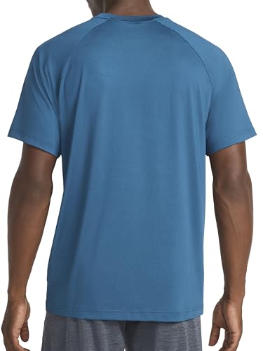Men's Reflective Crewneck T-Shirt - Lightweight, Standard Fit, Small - Majolica Blue