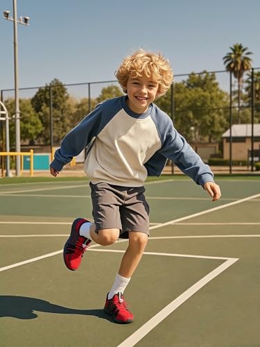 Kids Sneakers 2.5 Big Kid Red Black Lightweight Breathable School Tennis Shoes - TOTOMONA