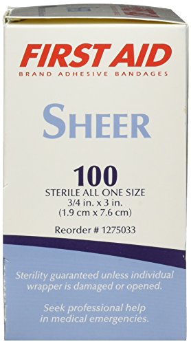 Adhesive Bandages - Sheer Strips, 3/4" x 3", Box of 100