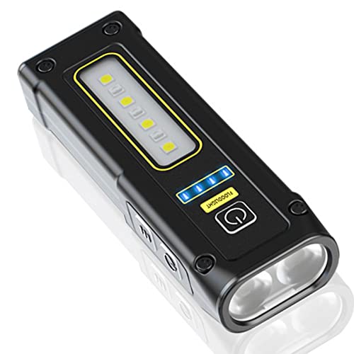 Rechargeable LED Tactical Flashlight with Red Blue COB Work Light - Black