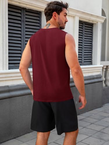 Men's Sleeveless Workout Tank Top - Burgundy, Large