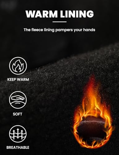 Thermal Touchscreen Winter Gloves - Waterproof Windproof Black Medium