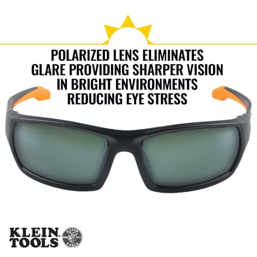 Klein Tools 60539 Safety Glasses, Professional PPE Protective Eyewear, Full Frame, Scratch Resistant and Anti-Fog, Polarized Lens