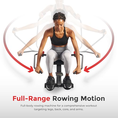 Smart Full Motion Rower - 12 Resistance Levels, 400 LB Capacity - Dark Gray