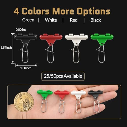 Green FishTrip 50pcs Sinker Slides for Fishing Rig Catfish & Saltwater Fishing