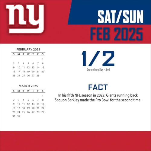 New York Giants 2025 Daily Box Calendar with Trivia