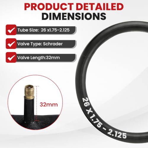 26-inch Bike Inner Tube - Puncture Resistant Butyl Rubber - 26" x 1.8"-2.1"