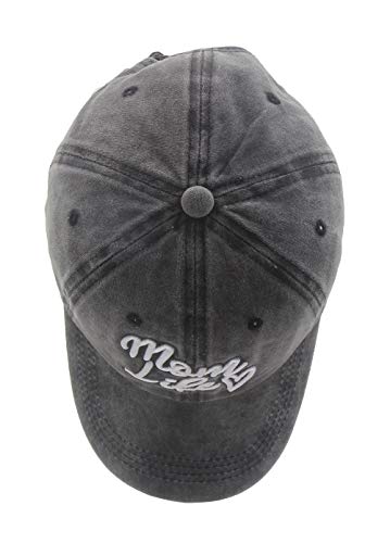 Mom Life Embroidered Hat for Women - Funny Adjustable Cotton Baseball Cap (One Size) - Grandmas Gift