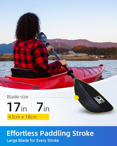 Kayak Paddle 86in/218cm - Floatable 2-Piece Alloy Oar - Black