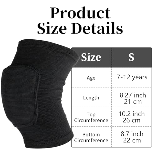 Kids Knee Pads - Breathable Elastic Support for Sports - Black, Small