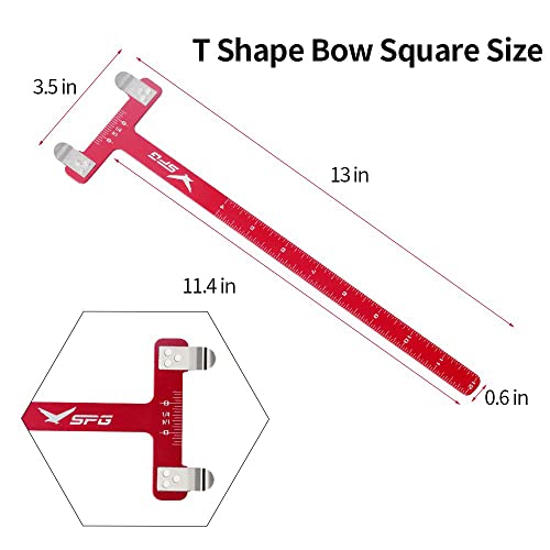 Red Archery Bow Square T-Shape Ruler Measurement Tool for Recurve & Compound Bows