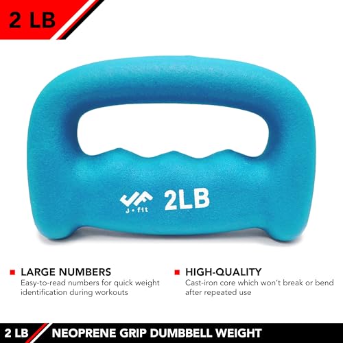 Neoprene D Grip Dumbbell - 2 Pound Single Weight - Ergonomic Design