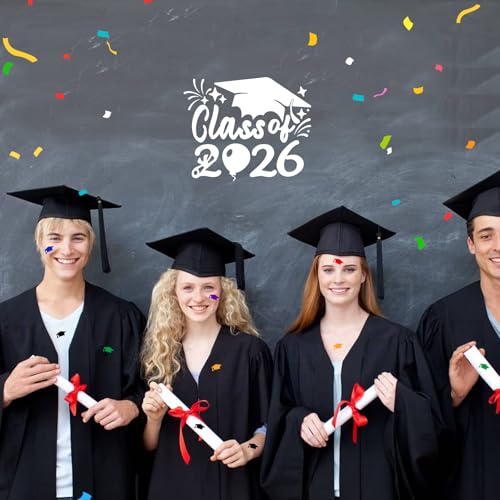 Class of 2026 Graduation Vinyl Car Decal & Hat Sticker Set - White