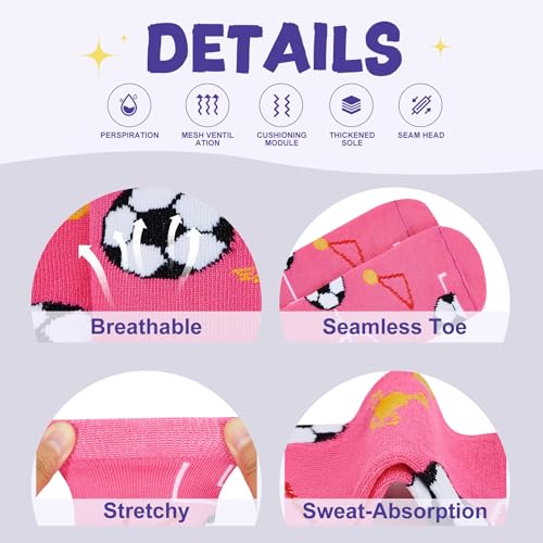 Toddler Girls Soccer Knee High Socks - Breathable Cotton - 6-9 Years Pink