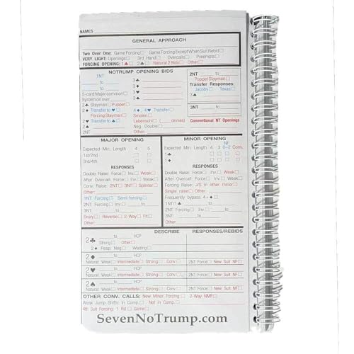 SevenNotrump Bridge Score Book with Card Cover - 50 Double-Sided Sheets for Duplicate Game Tracking