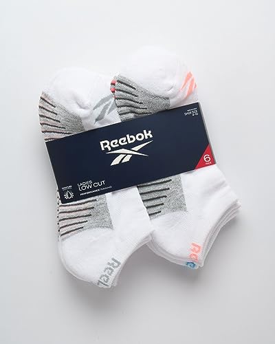 Reebok Women's Low Cut Athletic Socks 6 Pack Cushioned - White Fade 4-10