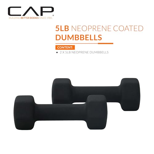 5 lb Neoprene Dumbbell Weights Pair - Black