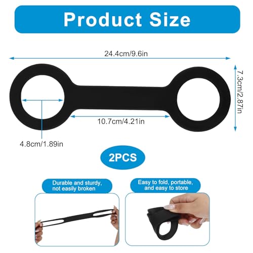 Non-Slip Silicone Water Bottle Carrier Strap - Black 2pcs