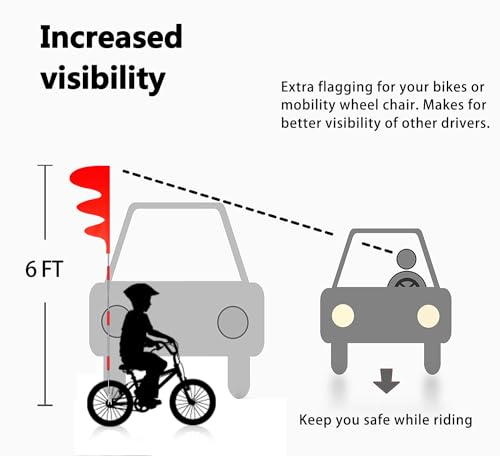 Kids Bike Safety Flag - Dinosaur Tail Design, Rear Axle Mount