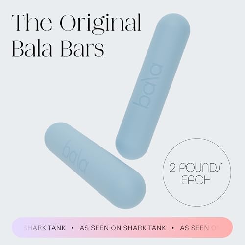 Bala Bars 2 lb Set for Home Workout - Sea Color, Ergonomic Dumbbells for Women & Men