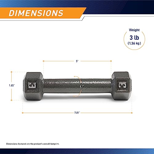 3 lb Cast Iron Hex Dumbbell - Individual Weight for Full Body Workout