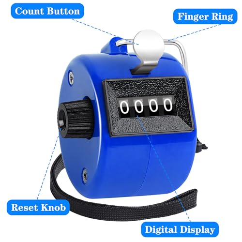 4-Digit Tally Counter Clicker - 2 Pack Red & Blue